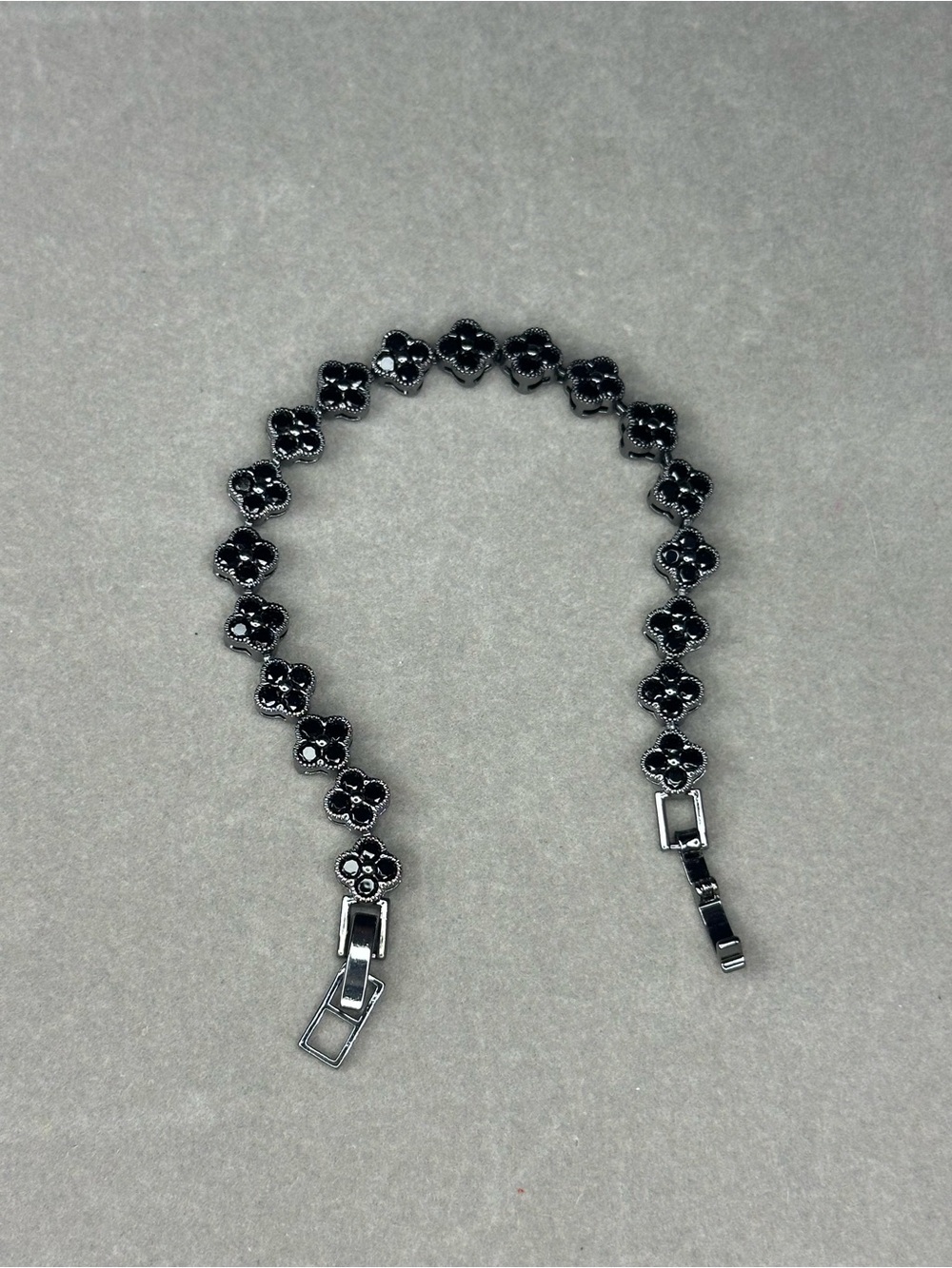 Black Flower-Link Men's Bracelet